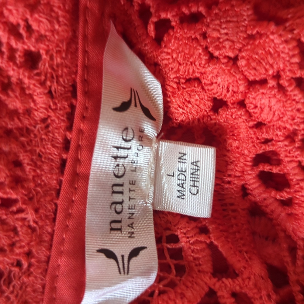 Nanette Lepore women's Crochet Sleeveless Blouse Red Sz Large - Picture 14 of 14